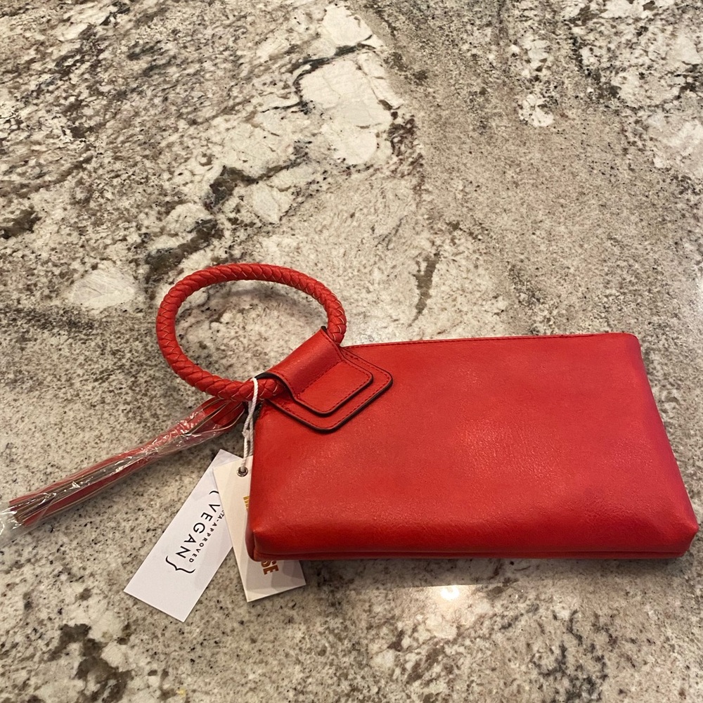 19. Vegan Leather Clutch-NWT-Red